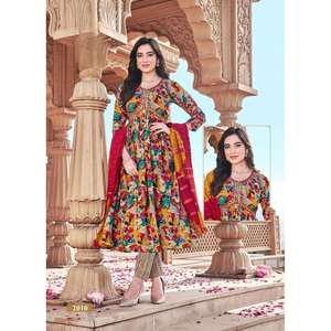 แฟชั่นผ้าเรยอนผ้าฝ้ายปักลายพื้นพร้อม dupatta - Product Image 1