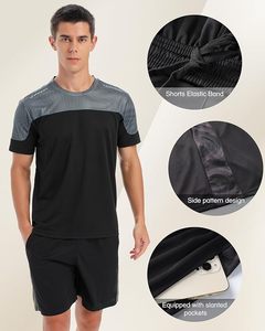 Paquete de 2 camisetas deportivas de cuello redondo de secado rápido para hombre |   Conjunto de Camiseta Deportiva de Manga Corta para Gimnasio y Entrenamiento - Product Image 2