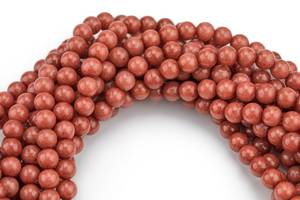 Perles de jade corail orange brûlé naturel, lisses, faites à la main, certifiées IGI, perles en vrac pour la fabrication de bijoux de mariage et de fiançailles - Product Image 2