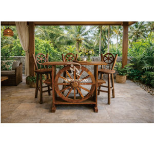 Conjunto de Mesa y Sillas de Bar Cuadradas de Madera de Teca Sólida Moderna, Duradero, para 4 Personas, para Hogar, Bar, Hotel, Uso en Interiores/Exteriores - Product Image 1