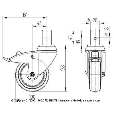 2471DYK100R05-28 Steel Sheet Roll Furniture Casters
