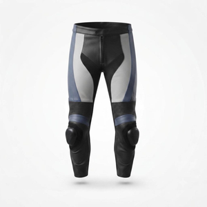 Pantalon de moto unisexe gris en cuir, color-block, imperméable, équipement de protection pour la conduite, toutes saisons, coupe adulte - Product Image 1
