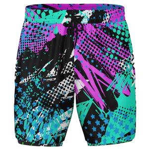 <b>Men's</b> Vibrant Abstract Print Board Shorts Quick Dry Drawstring Casual Swim <b>Trunks</b> with Pockets Mid Waist Short Length - Product Image 1