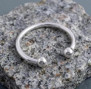 <b>Solid</b> Brass 925 Sterling <b>Silver</b> Open Cuff Bangle For Men & Women Minimalist Polished <b>Silver</b> Kada Unisex Ball End Torque <b>Bracelet</b> - Product Image 4