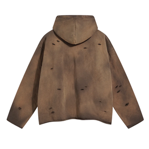 Sudadera con Capucha Streetwear Super Pesada para Hombre, de Algodón Orgánico, Oversize, con Lavado Ácido, Efecto Desgastado y Bordes sin Rematar - Product Image 6