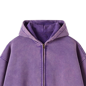 Produit tendance : Sweat à capuche pour homme effet délavé, dernière mode, couleur unie, sweat à capuche zippé pour homme adulte - Product Image 3