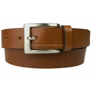 Custom Handmade <b>Tan</b> Brown <b>Leather</b> casual <b>belt</b> for men with heavy duty matt silver brass buckle all sizes available - Product Image 6