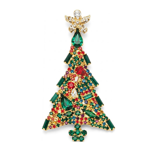 Broche en alliage de zinc avec strass en forme de sapin de Noël pour femmes, vente en gros en vrac - Product Image 2