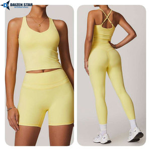 Custom Logo Women Solid Yoga Set Seamless Elastic Waist Sportswear Gym Fitness Wear 2 Piece Activewear Front/Waist Design - Product Image 2
