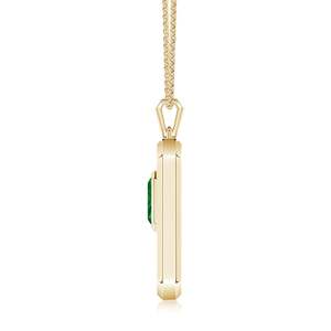 สินค้ามาใหม่ จี้รูปทรงแปดเหลี่ยมยาวประดับมรกตสีเขียวเจียระไนแบบ Emerald-Cut ทอง 14K 18K สำหรับผู้ชาย พร้อมสร้อยคอแบบมีโซ่เชื่อมต่อ รับผลิตแบบ OEM - Product Image 2