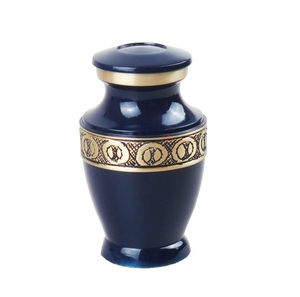 Urna Funeraria Azul con Banda Dorada, Tamaño Adulto, Estilo Europeo, Duradera, Recuerdo para Bebés y Niños, para Artículos Funerarios - Product Image 1