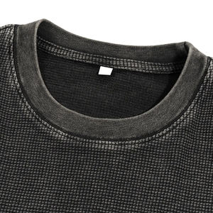 เสื้อยืดวินเทจลายโลโก้แบบกำหนดเอง ล้างสีด้วยกรด ทรงโอเวอร์ไซส์ ผ้าคอตตอนหนานุ่ม 100% สำหรับผู้ชาย สไตล์วิทยาลัย สโนว์ - Product Image 3