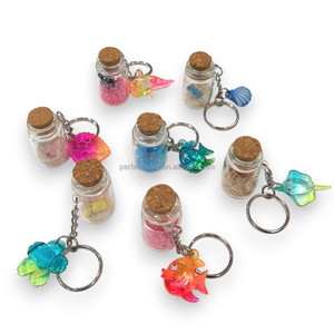 <b>Colorful</b> Fish Charm Bottle Keychain With Glitter <b>Sand</b> And Cork Lid Cute Animal Shape Zinc Alloy Chain Souvenir Gift - Product Image 5