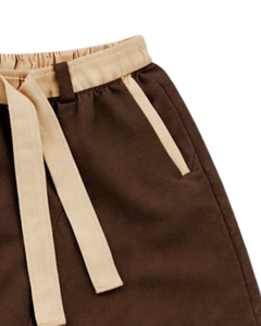 Men Brown Sleeveless Tank Top And Shorts <b>Set</b> Casual Summer Cotton Outfit Beige Trim Drawstring Two Piece <b>Set</b> Classic Fit - Product Image 6