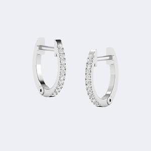 ต่างหูเพชรทรงกลมแบบ Huggie Hoop ประดับเพชรแบบ Pavé น้ำหนักรวม 0.20 กะรัต - Product Image 5