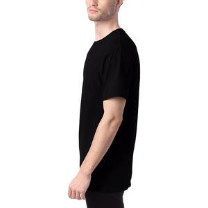 T-shirt pour homme à manches courtes, col rond, couleur unie noire, 100% coton, coupe classique, fabriqué en usine - Product Image 1