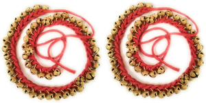 Campanas de Danza Clásica Ghungroo con Cordón de Algodón Rojo, Campanas de Pie Profesionales para Kathak 25+25 Pares, Danza India para Espectáculos - Product Image 3