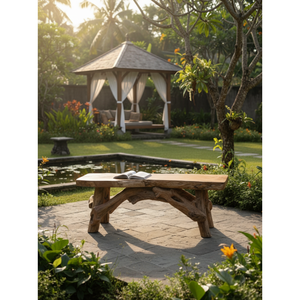 ARTERRA Lujo que combina arte natural y encanto robusto para uso en exteriores, hoteles y salas de estar, banco rústico de raíz de teca hecho a mano - Product Image 4