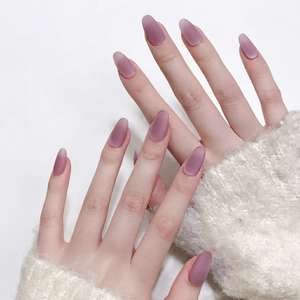Long Middle Circle Smoky Mauve Japanese Soft Girl Amethyst Aura Acrílico Diseño de dedo prediseñado - Product Image 2