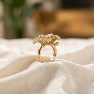 Plated Yellow Gold Engagement Women's <b>Ring</b> Brilliant Round Shape Diamond Wedding Gift <b>Ring</b> Luxury Moissanite Jewelry - Product Image 6
