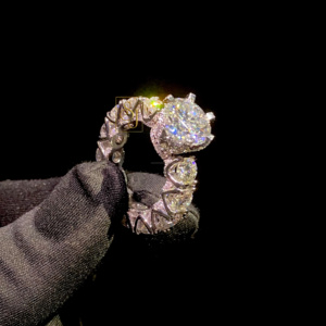 Venta caliente 925 Plata oro blanco corte brillante Moissanite solitario compromiso aniversario diamante anillo Gran Piedra eternidad - Product Image 5