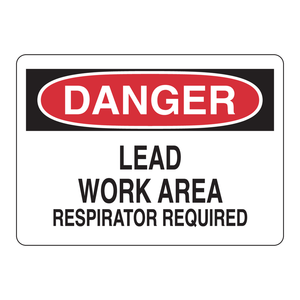Señal de Seguridad para Laboratorios: Área de Trabajo con Plomo Peligroso, Se Requiere Respirador - Product Image 1