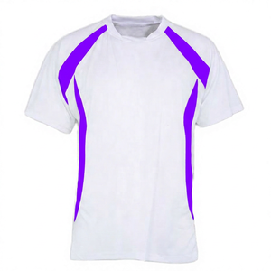 T-shirt sportif unisexe blanc et vert fluo à manches courtes, séchage rapide, col rond, coupe décontractée, tricoté, design uni, polyester/coton, protection UV - Product Image 3