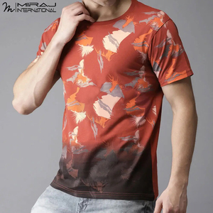 บริการ OEM ODM เสื้อยืดพิมพ์ลายสไตล์ลำลองสำหรับผู้ชาย ทรงเข้ารูป ดีไซน์ไล่เฉดสี ราคาขายส่ง ผ้าเนื้อนุ่ม ใส่สบายสำหรับฤดูร้อน เหมาะสำหรับใส่ในชีวิตประจำวัน - Product Image 3