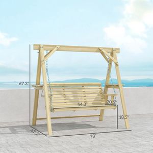 Sedia a Dondolo Contemporanea per Esterni e Interni, Ideale per Soggiorno, Hotel, Palestra, Parco, con Telaio in Metallo, Legno, Poliestere PE e Acciaio - Product Image 3