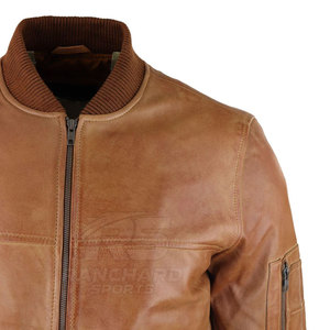 Breathable Trendy Winter <b>Mens</b> Cow Skin Leather Bomber <b>Jacket</b> Zip Front Daily Wear Timeless Design - Product Image 6