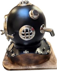 Casco de Buceo de la Marina de los Estados Unidos, Modelo Mark V, Estilo Vintage, Material de Latón, Acabado Negro para Buceo Marino - Product Image 6