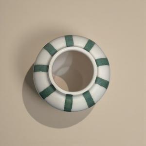 Elegante Jarrón de Cerámica Blanco con Diseño de Rayas Verdes Pintadas a Mano, Acabado Brillante y Acento Moderno para Decoración de Hogar de Lujo - Product Image 5
