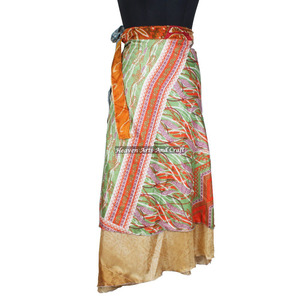 Faldas de Tela de Seda Estampada, Mágicas y Reversibles, de 38 Pulgadas de Largo, de 2 Capas, Tipo Sari - Product Image 4