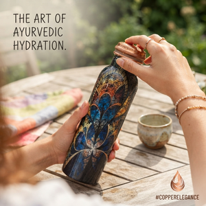Handcrafted Copper <b>Water</b> <b>Bottle</b> Ayurvedic Design Printed Reusable <b>Metal</b> Drinking <b>Bottle</b> Leakproof Travel Yoga Home Gift - Product Image 2