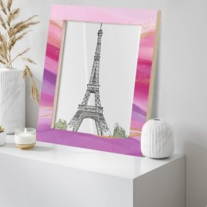 Stone Era Handcrafted Pink Marble Photo <b>Frame</b> with <b>Gold</b> Wave Pattern Lightweight for Luxury Decorative <b>Frame</b> for Home Hotel - Product Image 2