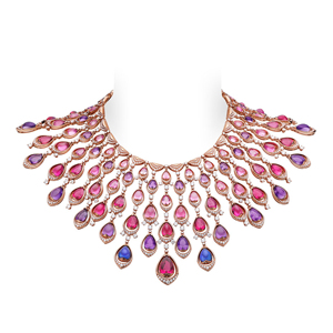 Collier ras du cou en cristal plaqué or rose pour femmes, bijoux de luxe pour fête - Product Image 1
