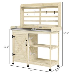Banco da Giardinaggio in Legno Naturale con Lavello e Rubinetto per Uso Esterno in Cortili, Centri Commerciali, Giardini, Patii e Balconi - Product Image 3