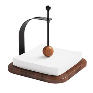 Nuevo Porta Servilletas de Hierro Pulido Dorado con Diseño Geométrico y Base de Madera para Decoración de Mesa de Comedor - Product Image 4