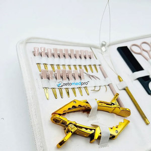 Weft Hair Extension Multi Functional Plier Tools Kit With Scissor, Comb Quick Hair Parting <b>Clips</b> Tools Loop <b>Hook</b> and C Needles - Product Image 5