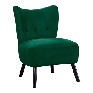 Poltrona in Velluto Verde con Schienale Trapuntato a Bottoni, Stile Unico, Arredamento Moderno per Casa, Gambe in Legno Finitura Marrone per Soggiorno - Product Image 3