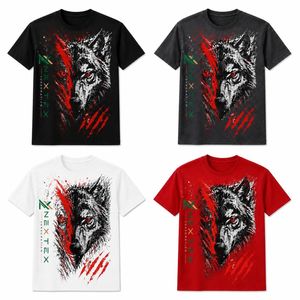 Maßgefertigtes Herren-T-Shirt mit Wolfskrallen-Print Übergroßes Sommer-Shirt Lässiger Hip-Hop Streetwear Atmungsaktiv 100% Baumwolle Gestricktes Grafik-T-Shirt - Product Image 1