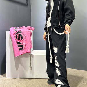 Wholesale Screen Printing Pants <b>Jogger</b> Trousers Vintage Heavy Weight Baggy Wide Leg Cotton <b>Stacked</b> Sweatpants Men's Trousers - Product Image 6