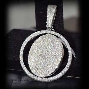 Colgante de Cristal de Lujo en Plata 925 con Baño de Rodio, Diseño Geométrico Circular, Microincrustaciones, Corte Brillante Redondo, Unisex, para Uso Diario - Product Image 1