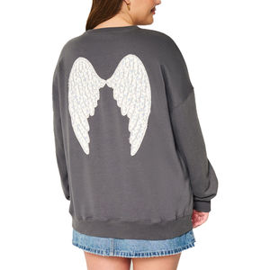 Women's Crew Neck Long Sleeve Knitted Polyester/Cotton Quick Dry <b>Sweatshirt</b> <b>Embroidery</b> Letter Design Casual Winter Wear - Product Image 4