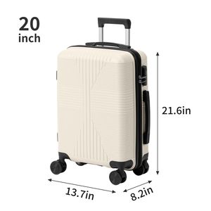Valigia trolley 3-in-1 in PP color bianco sporco con lucchetto personalizzato non TSA, disponibile nelle misure 20, 24 e 28 pollici, con caratteristiche durevoli - Product Image 2