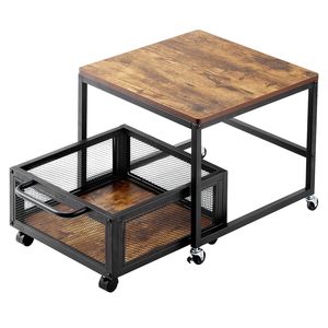 Mini Fridge Stand with Movable <b>Storage</b> <b>Cart</b> 198 Lbs Table Swivel Wheels Beverage Refrigerator Stand with <b>Storage</b> - Product Image 6
