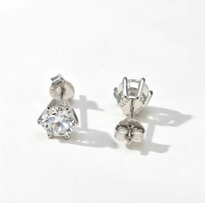1.00 Carat Round Brilliant Cut <b>Studs</b> <b>Silver</b> S925 Unisex Classic Everyday Wear Jewelry Indian made jewelry Direct from Supplier - Product Image 1