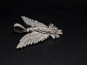Pendentif Aigle Volant en Argent 925 Plaqué Or Jaune Massif, Bijoux Streetwear de Luxe, Pendentif Aigle Entièrement Pavé de Diamants - Product Image 2