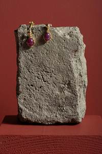 Pendientes de rubí hechos a mano en plata de ley 925 con baño de oro de 14 quilates, joyería de piedras preciosas para damas de honor y bodas, para mujeres. - Product Image 6