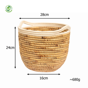 Ensemble de 2 paniers en jacinthe d'eau avec garniture en tissu de coton, paniers de rangement faits à la main, vente en gros, écologiques, fabriqués au Vietnam - Product Image 4